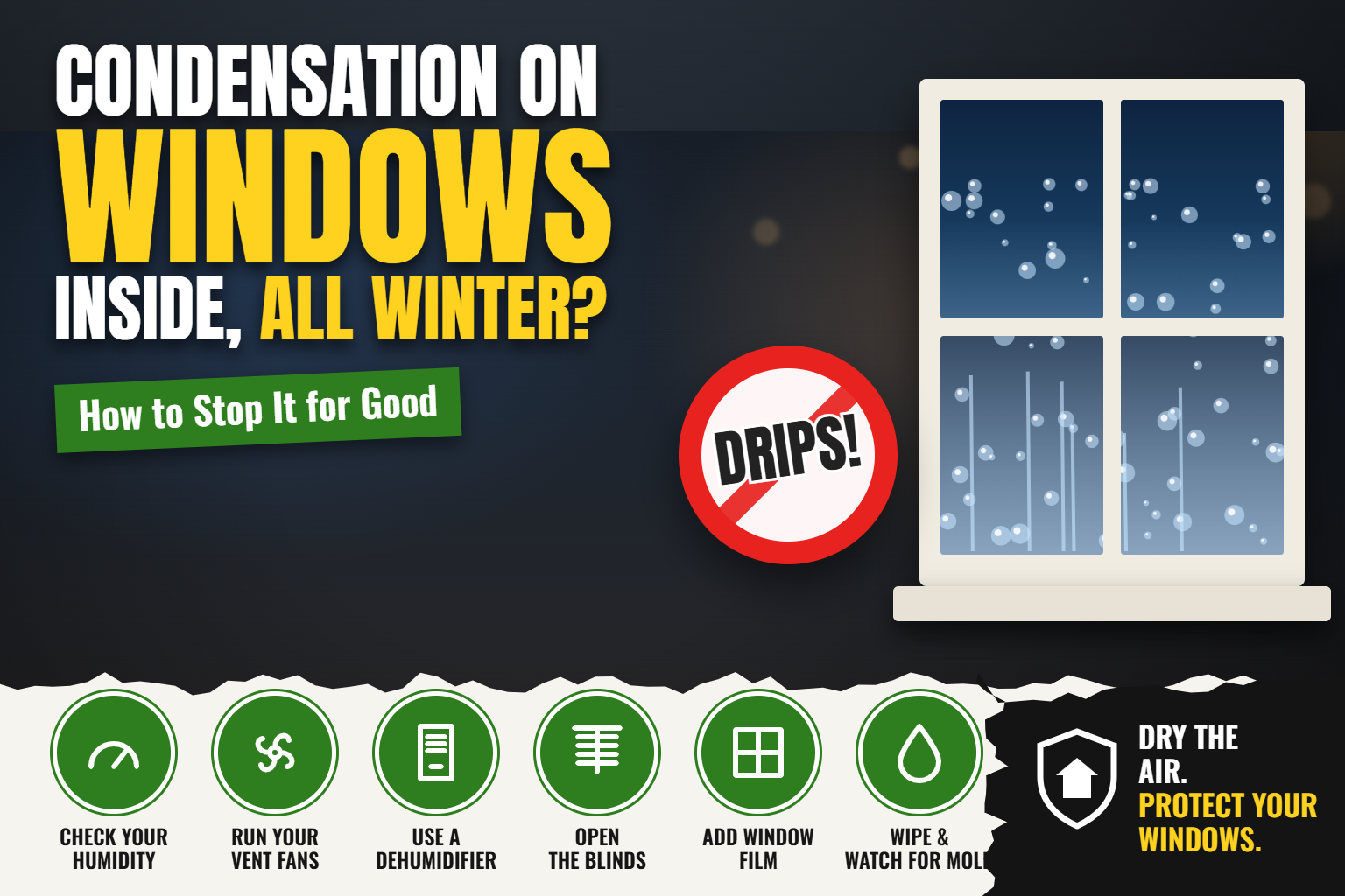 Condensation on inside of windows in winter, how to stop it graphic
