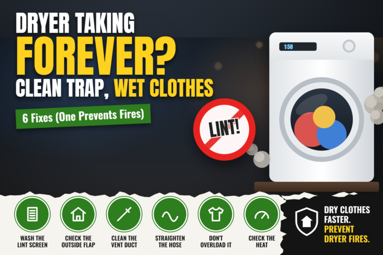 Dryer taking forever with a clean lint trap, 6 fixes graphic
