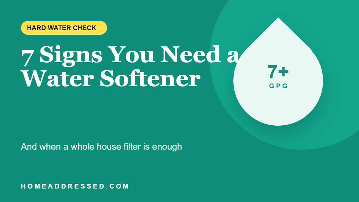 7 signs you need a water softener, hard water check graphic